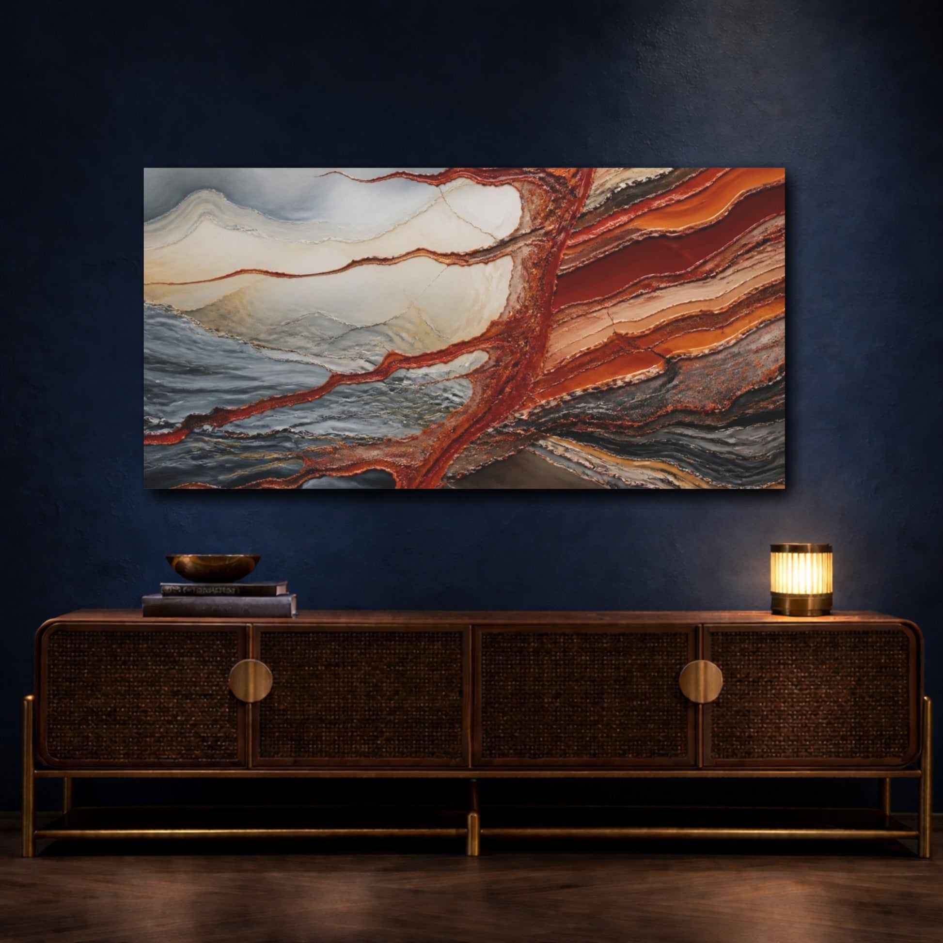 Mockup 4. Modern Sediment Layers shown as canvas print