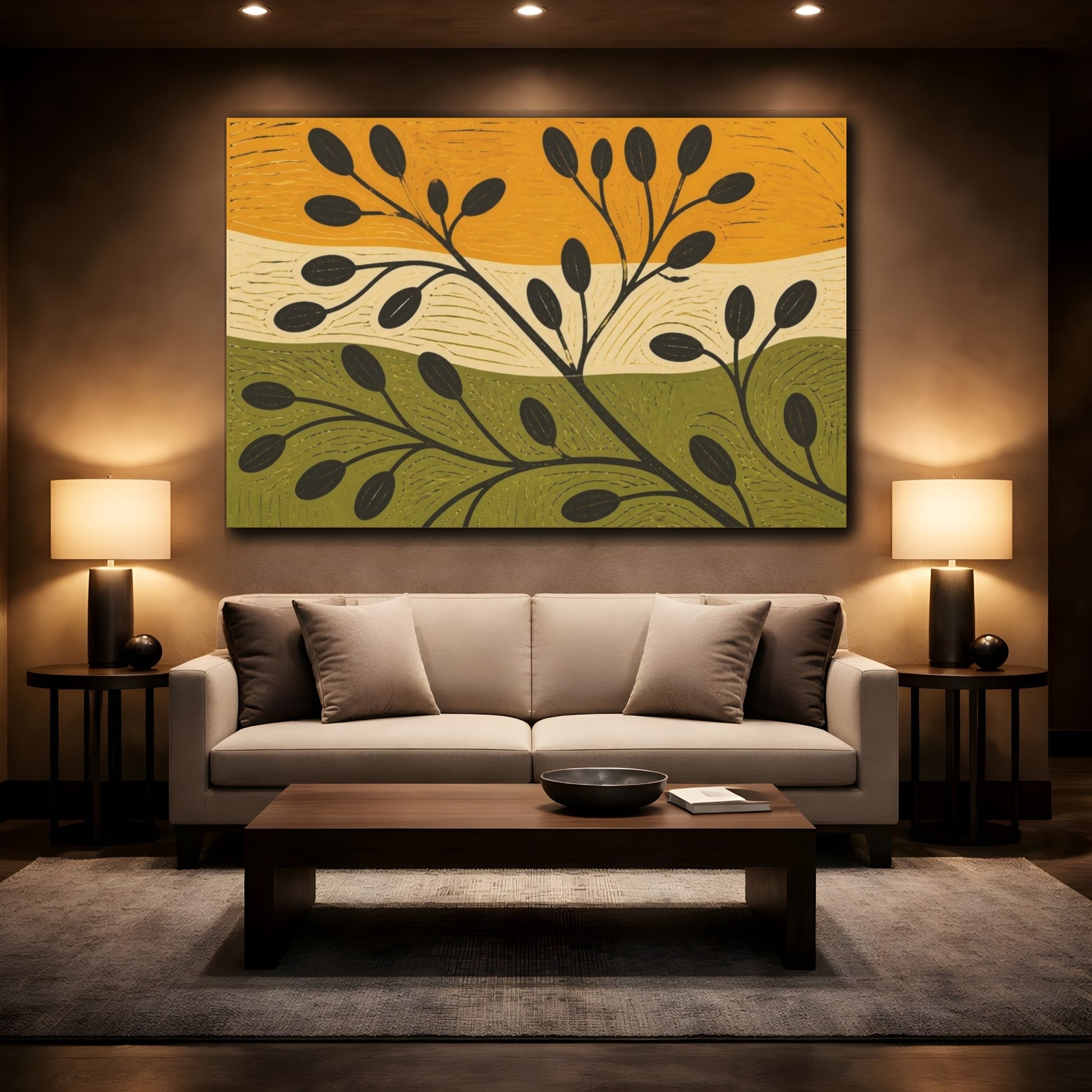 Mockup 2. Modern Seed Heads shown as canvas print