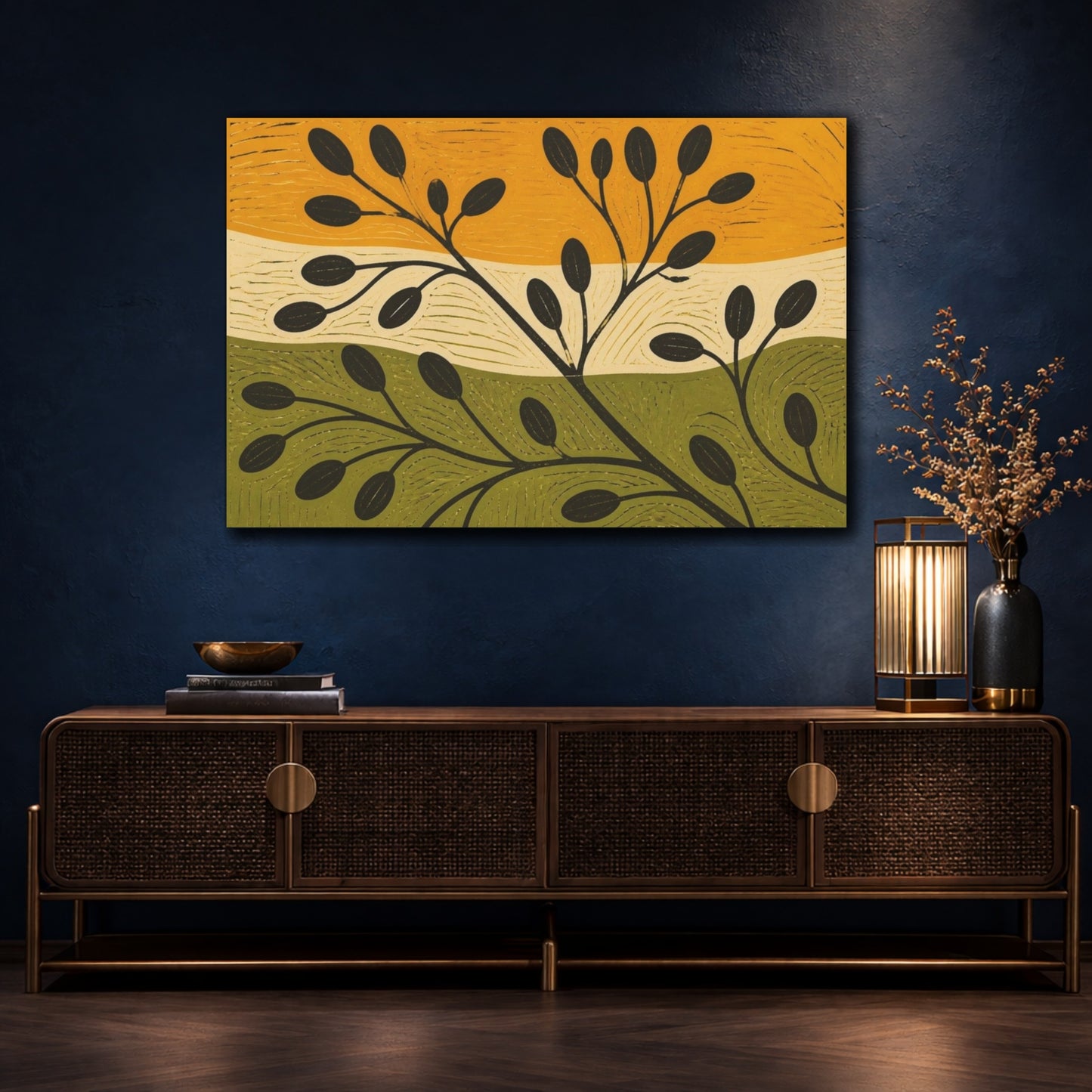 Mockup 4. Modern Seed Heads shown as canvas print