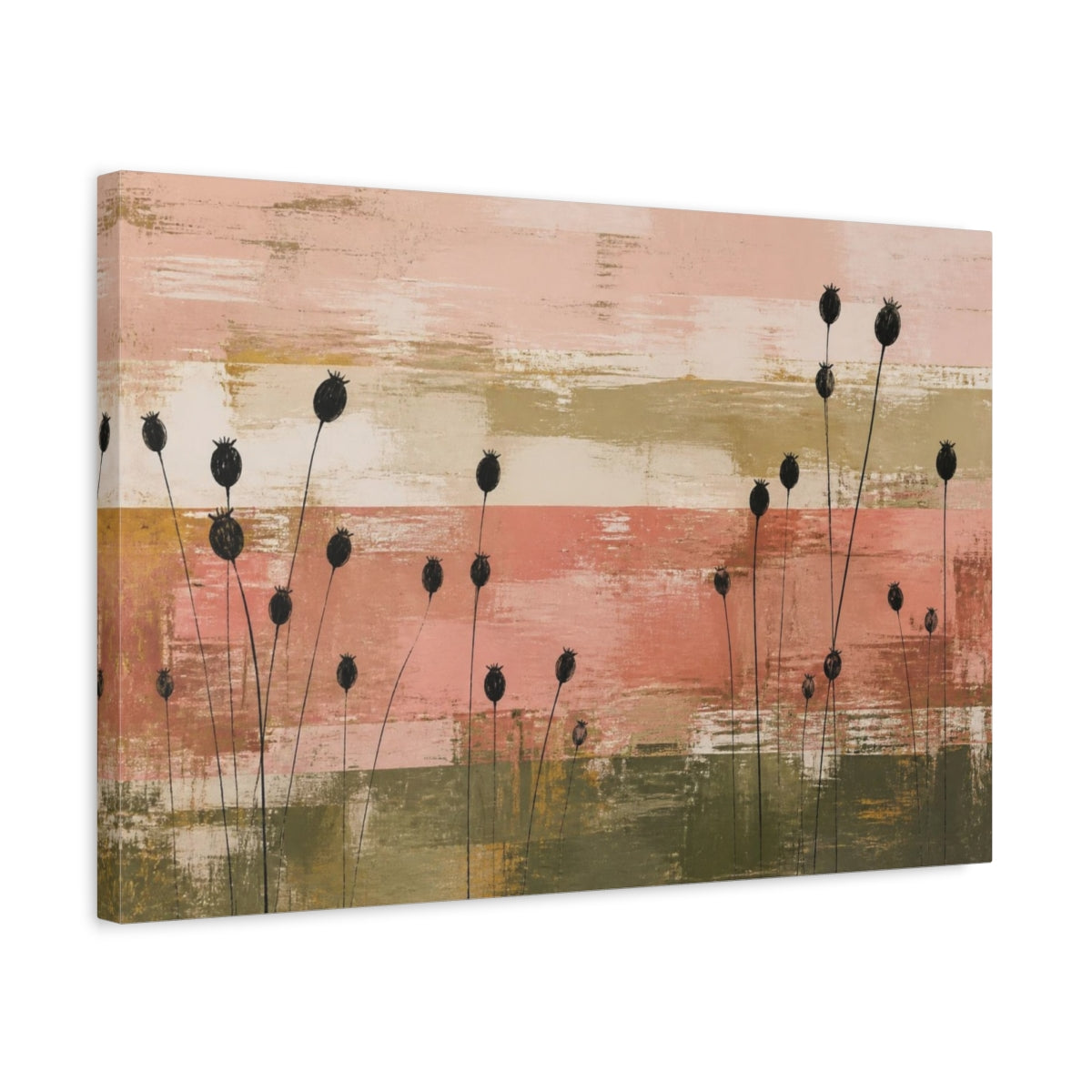 Side Mockup 3. Modern Seed Pod Silhouettes shown as canvas print