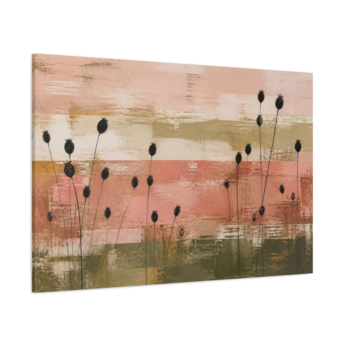 Side Mockup 1. Modern Seed Pod Silhouettes shown as canvas print