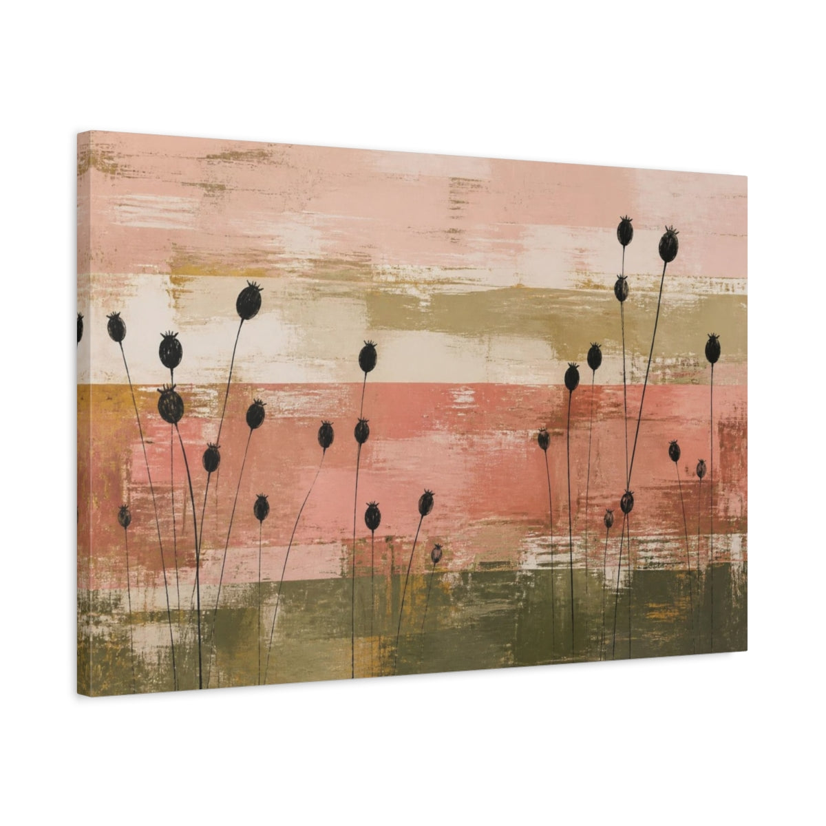 Side Mockup 2. Modern Seed Pod Silhouettes shown as canvas print