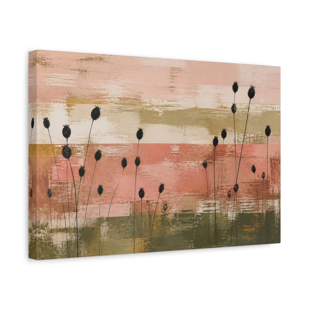 Side Mockup 4. Modern Seed Pod Silhouettes shown as canvas print