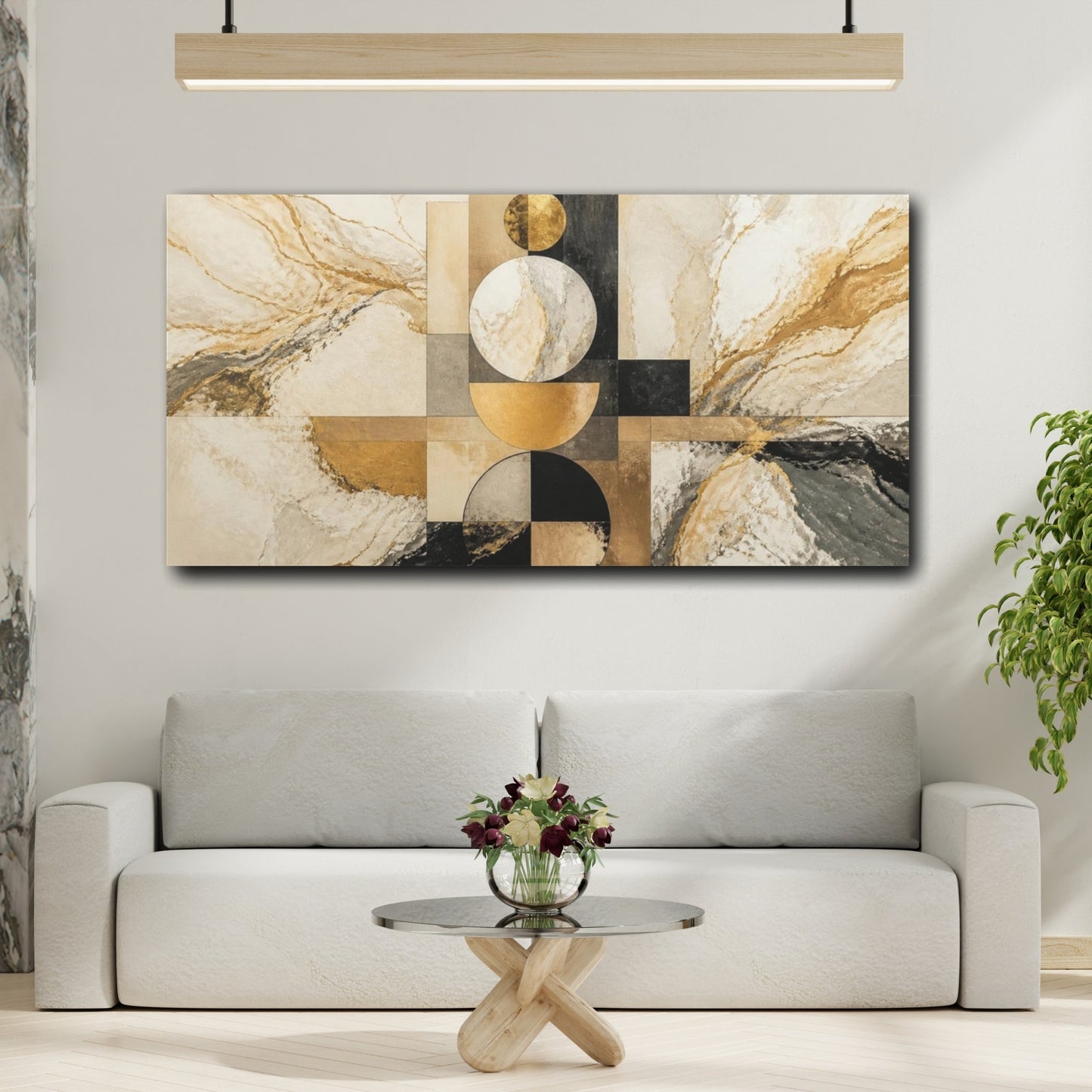 Mockup 2. Modern Stacked Circles shown as canvas print