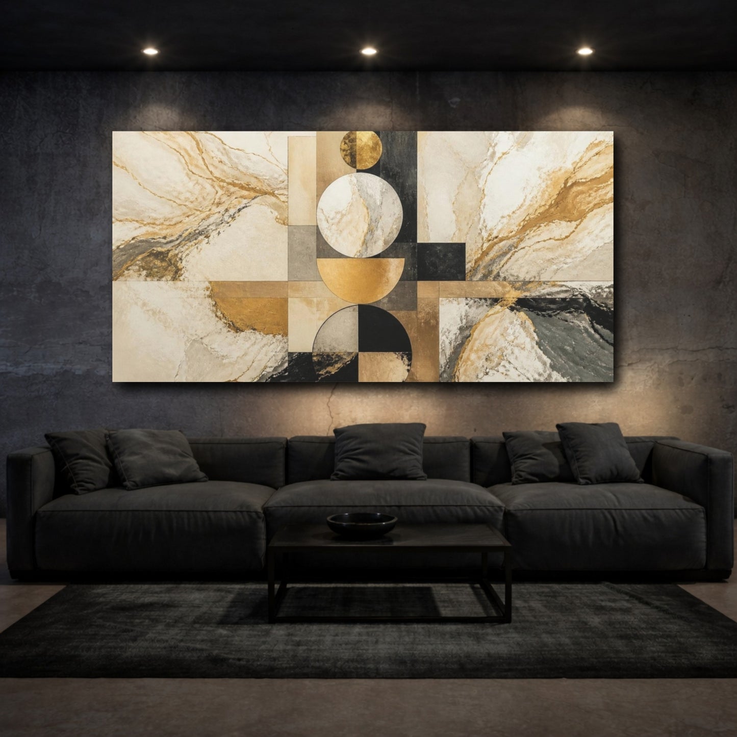 Mockup 3. Modern Stacked Circles shown as canvas print