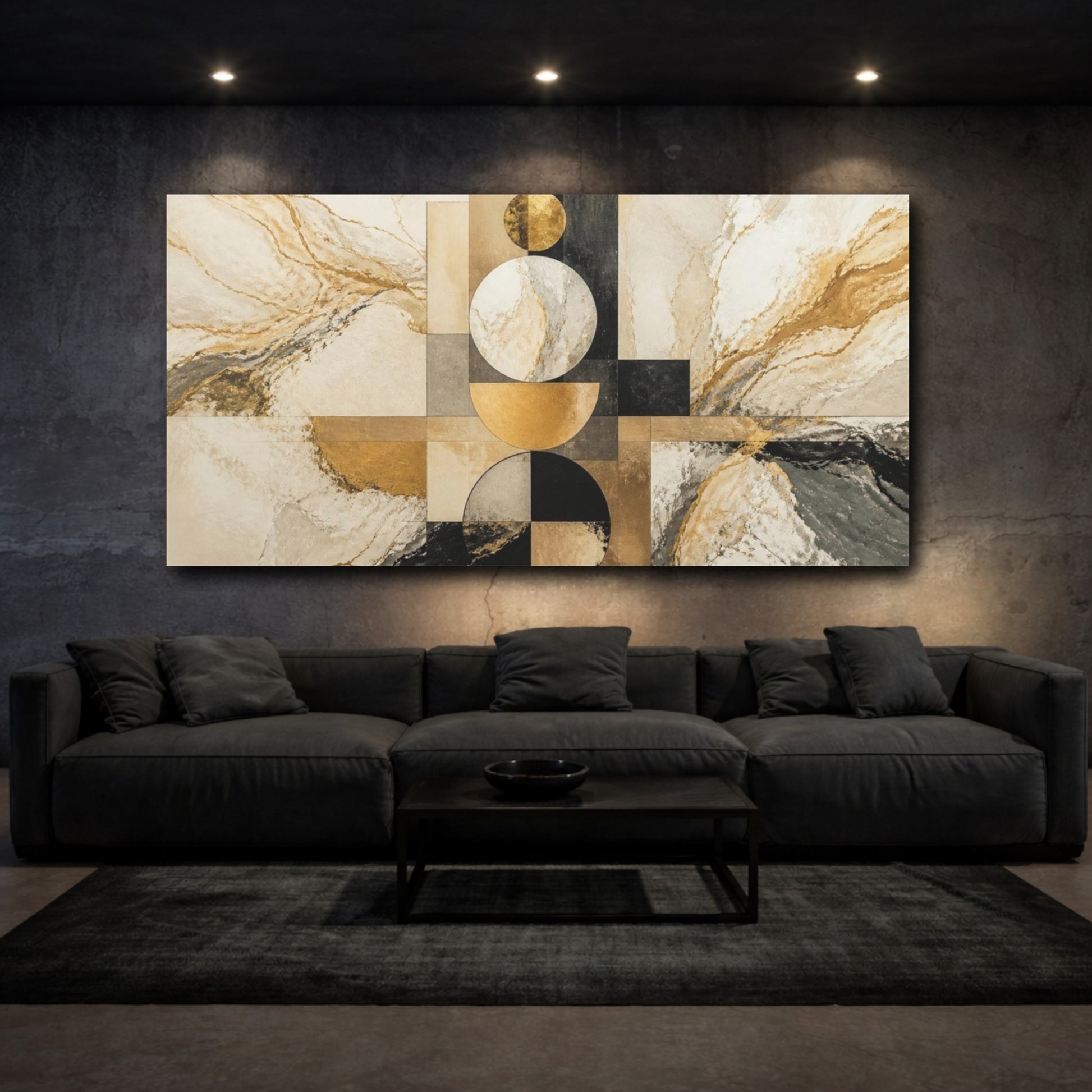Mockup 3. Modern Stacked Circles shown as canvas print