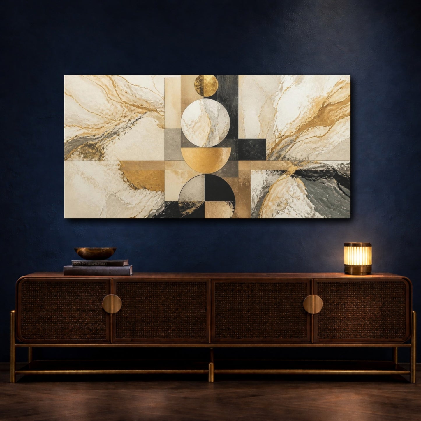 Mockup 4. Modern Stacked Circles shown as canvas print