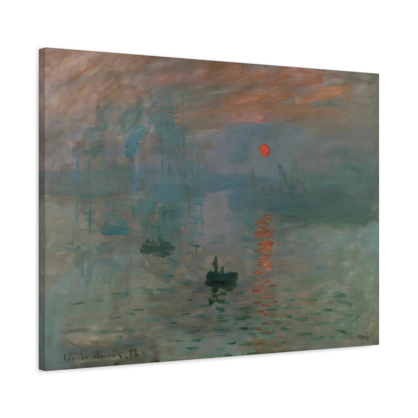 Modern Sunrise Canvas Wall Art Print - Famous Contemporary Monet Reproduction Prints