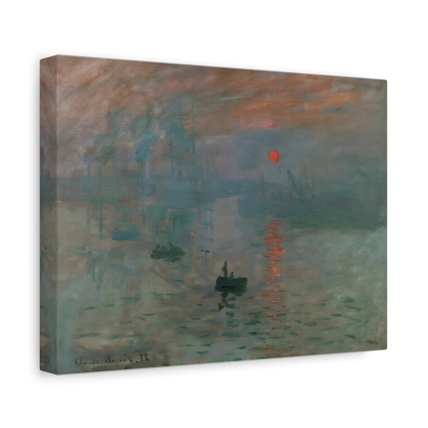 Modern Sunrise Canvas Wall Art Print - Famous Contemporary Monet Reproduction Prints