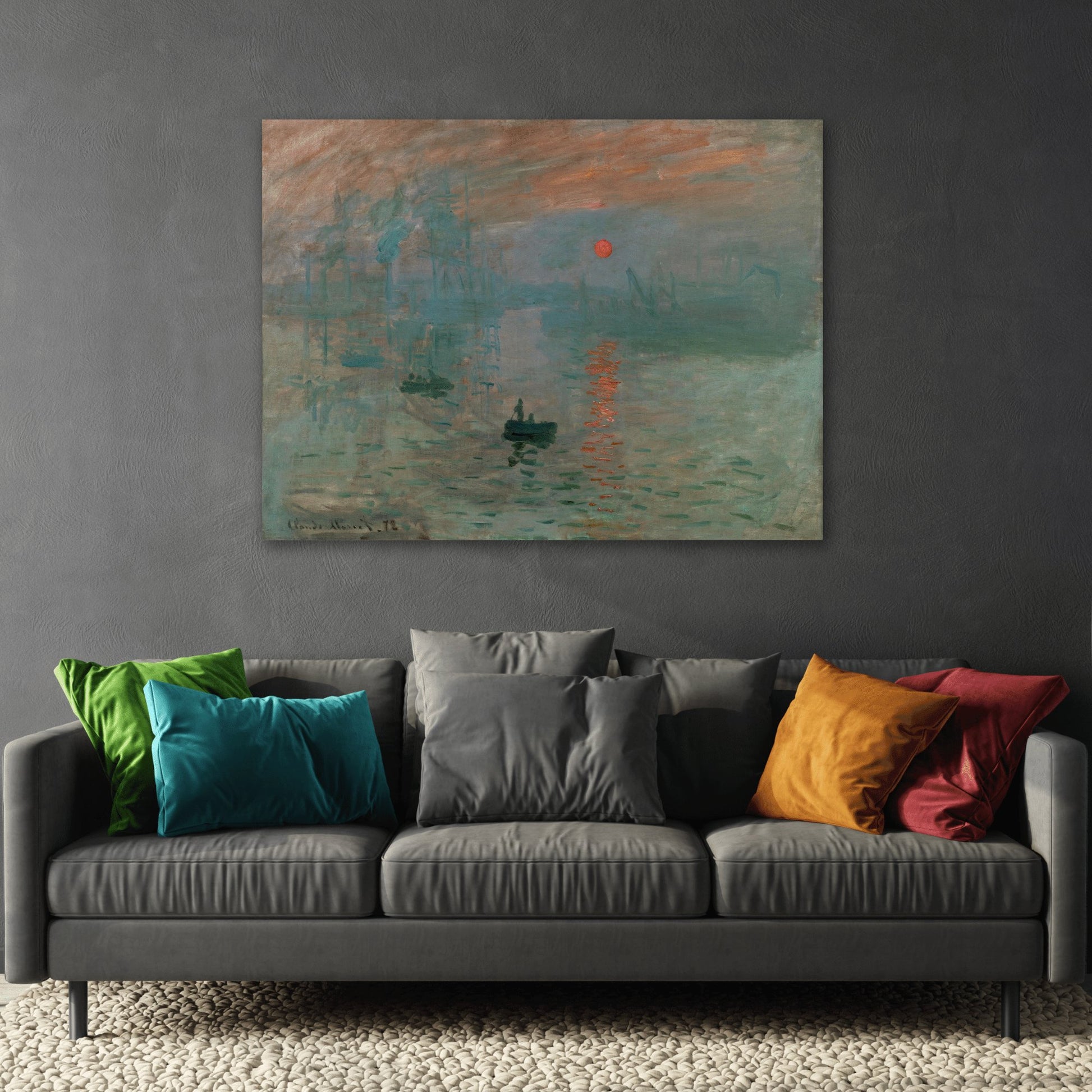 Modern Sunrise Canvas Wall Art Print - Famous Contemporary Monet Reproduction Prints