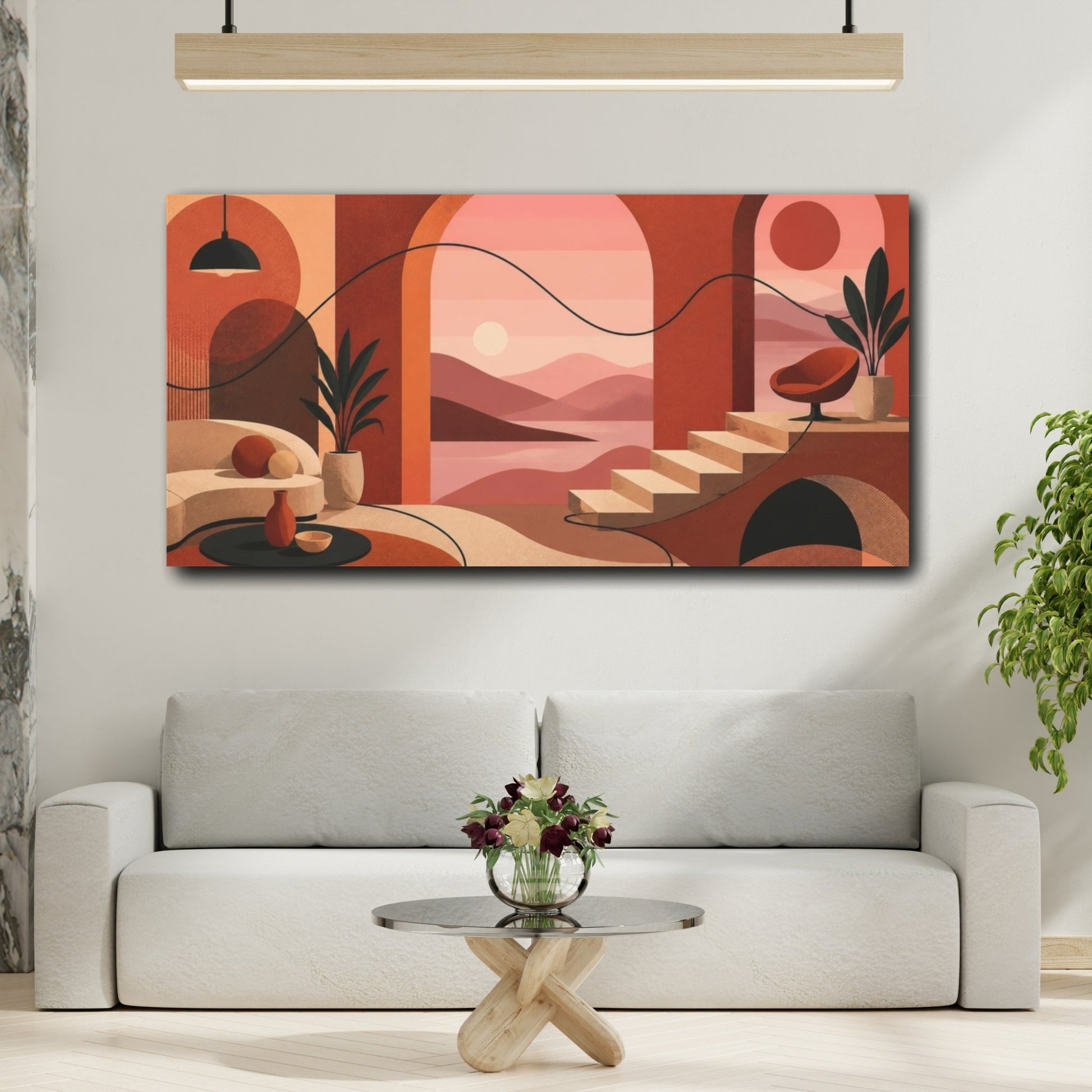 Mockup 2. Modern Terracotta Arches shown as canvas print