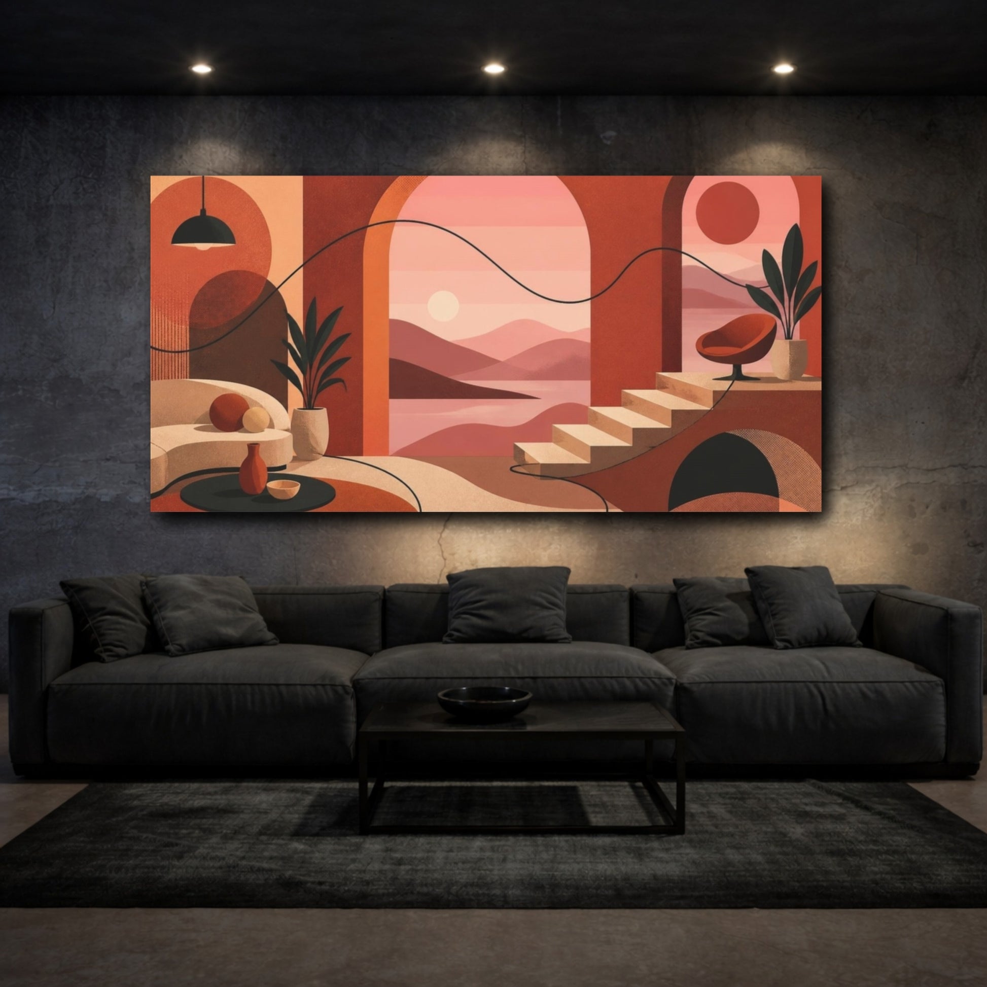 Mockup 3. Modern Terracotta Arches shown as canvas print