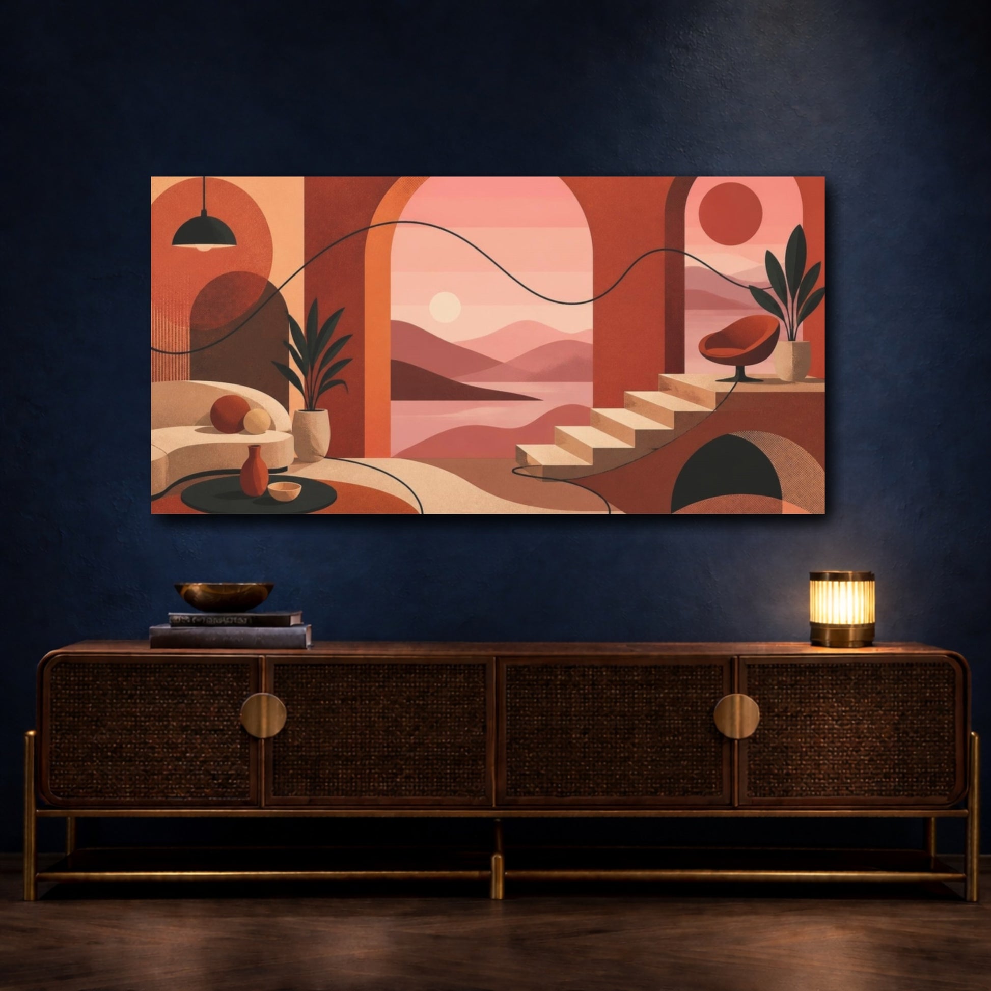 Mockup 4. Modern Terracotta Arches shown as canvas print