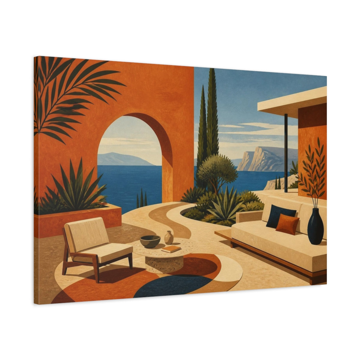 Main Mockup. Modern Terracotta Archway shown as canvas print