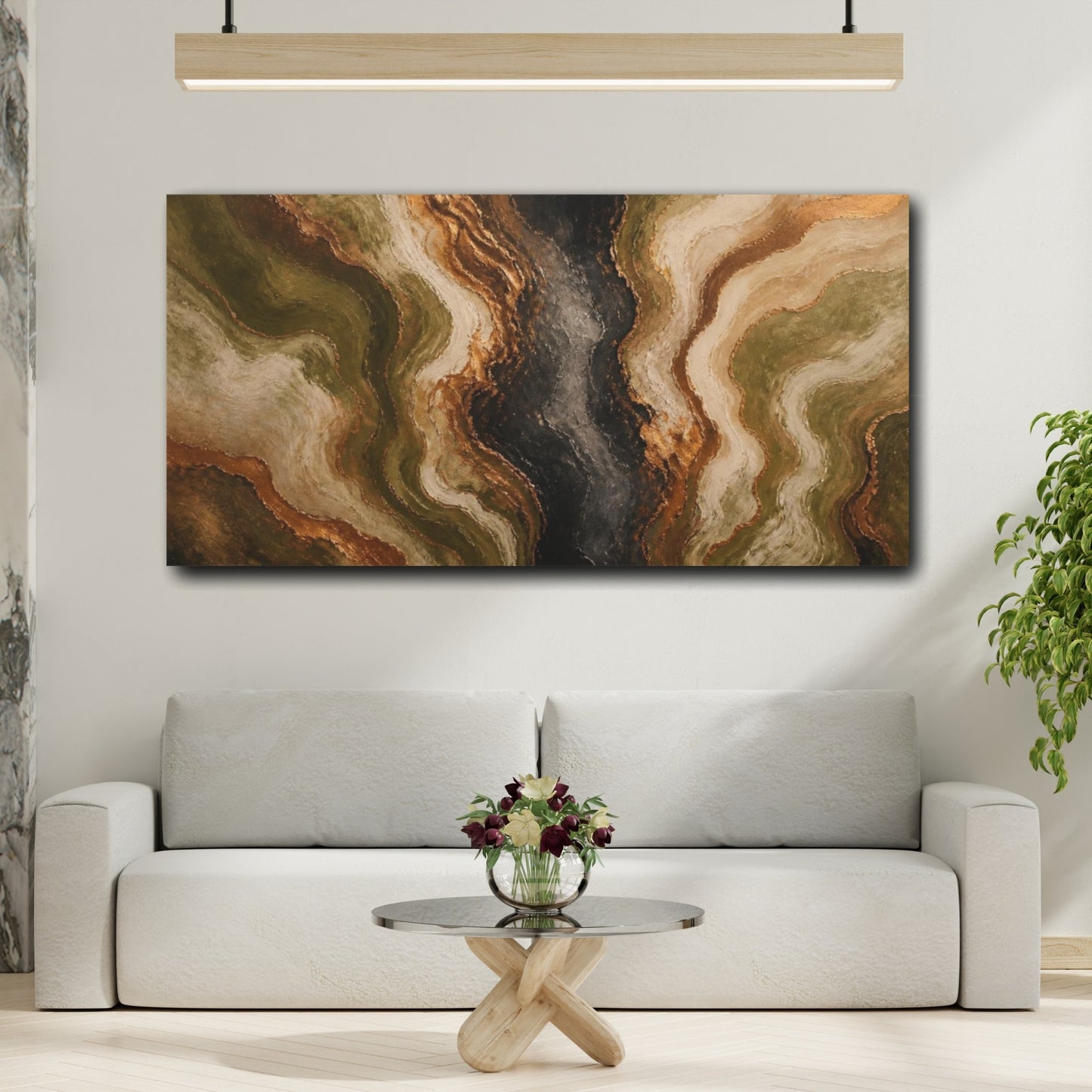 Mockup 2. Modern Topographic Basin shown as canvas print