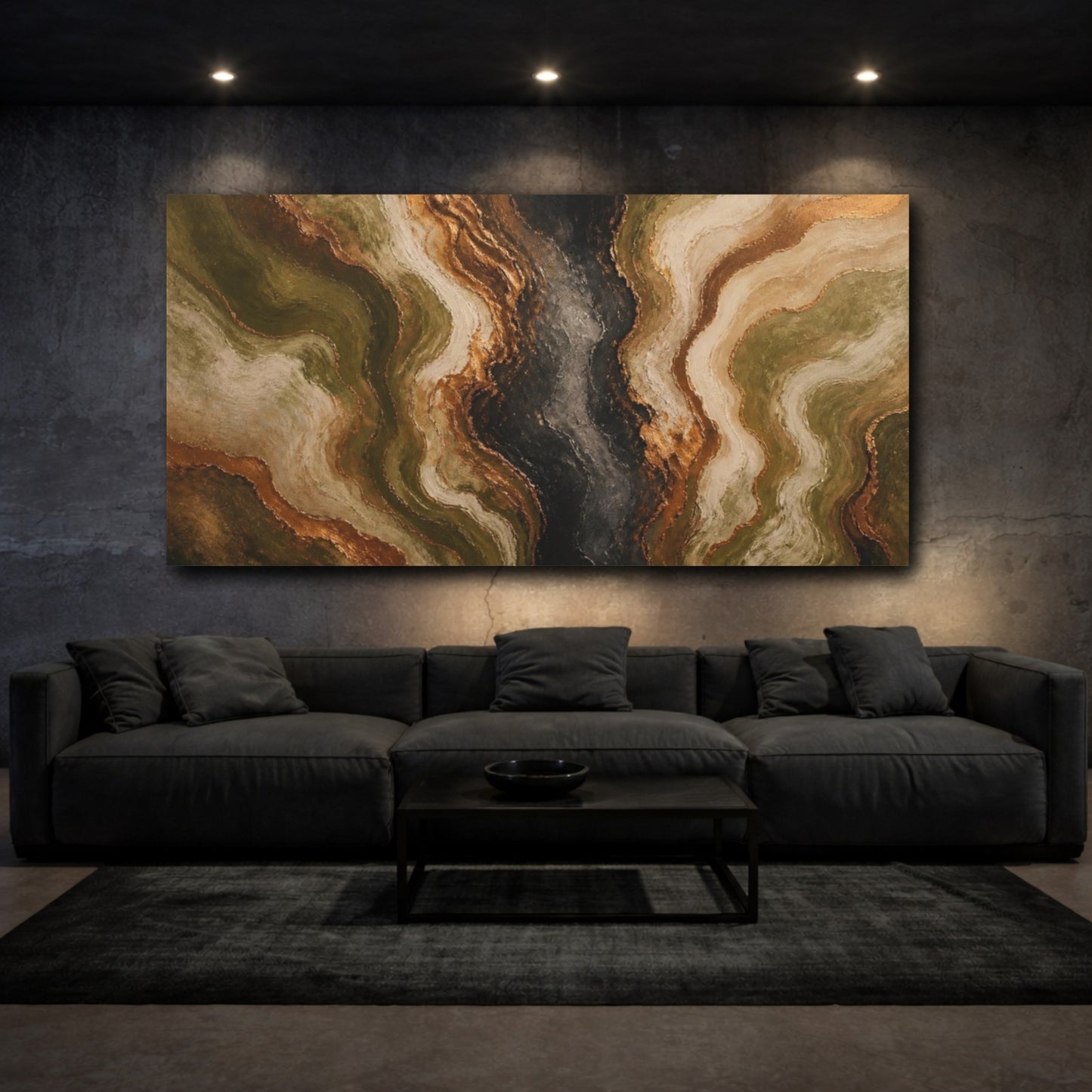 Mockup 3. Modern Topographic Basin shown as canvas print