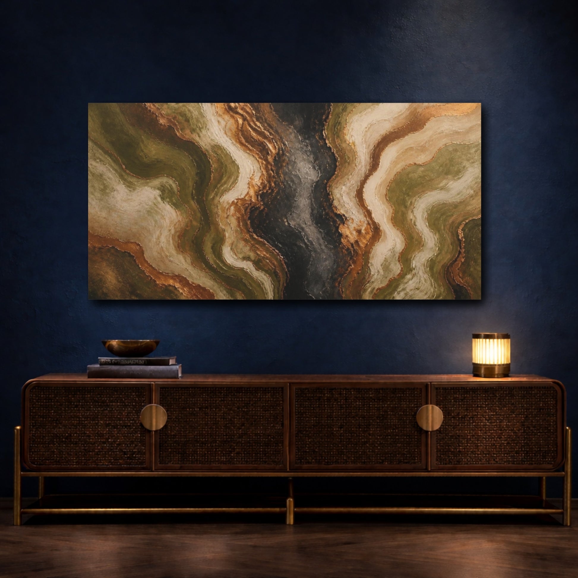 Mockup 4. Modern Topographic Basin shown as canvas print