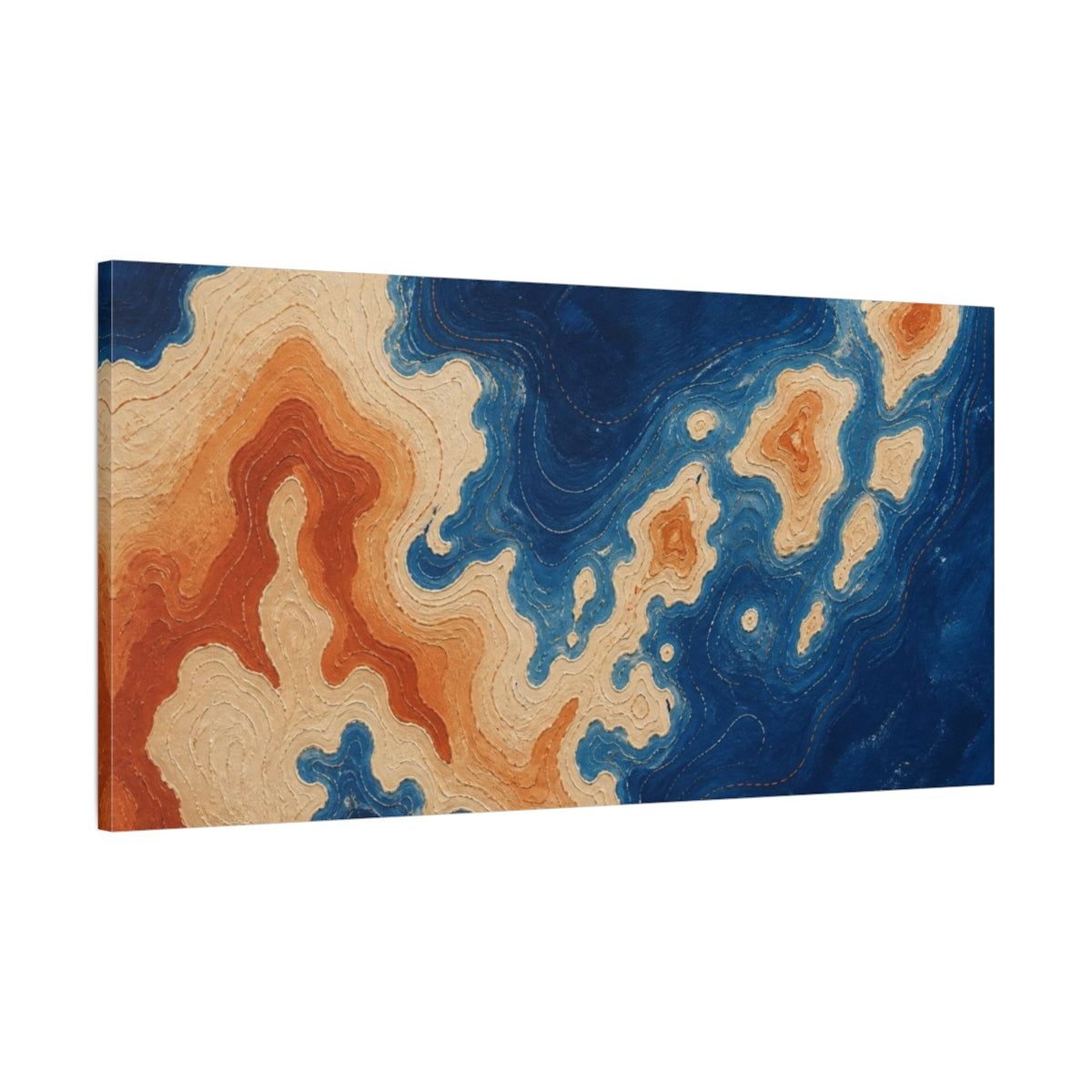Main Mockup. Modern Topographic Island shown as canvas print