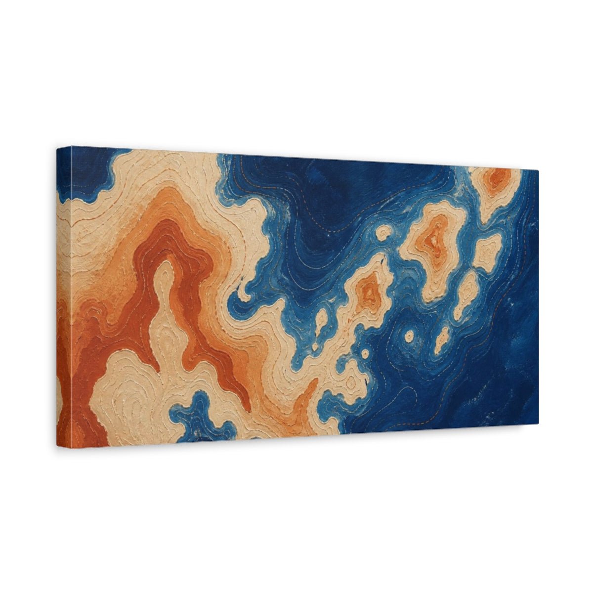 Modern Topographic Island Canvas Print – Living Room, Above Fireplace - YesArtYes