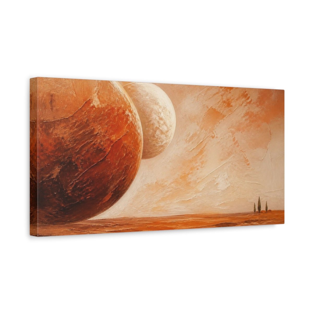 Modern Twin Moons Canvas Print – Living Room, Above Sofa, Terracotta - YesArtYes