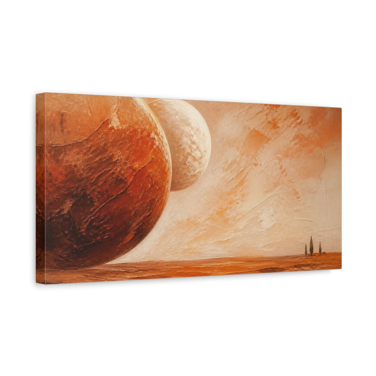 Side Mockup 3. Modern Twin Moons shown as canvas print