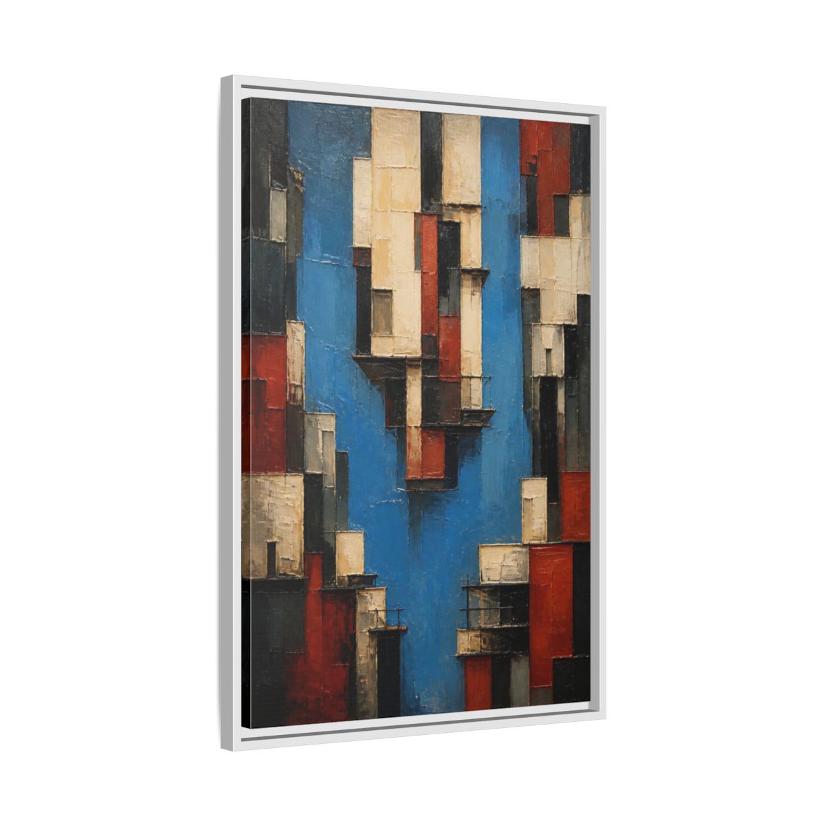 Side Mockup 10. Modern Urban Facades shown as framed canvas print