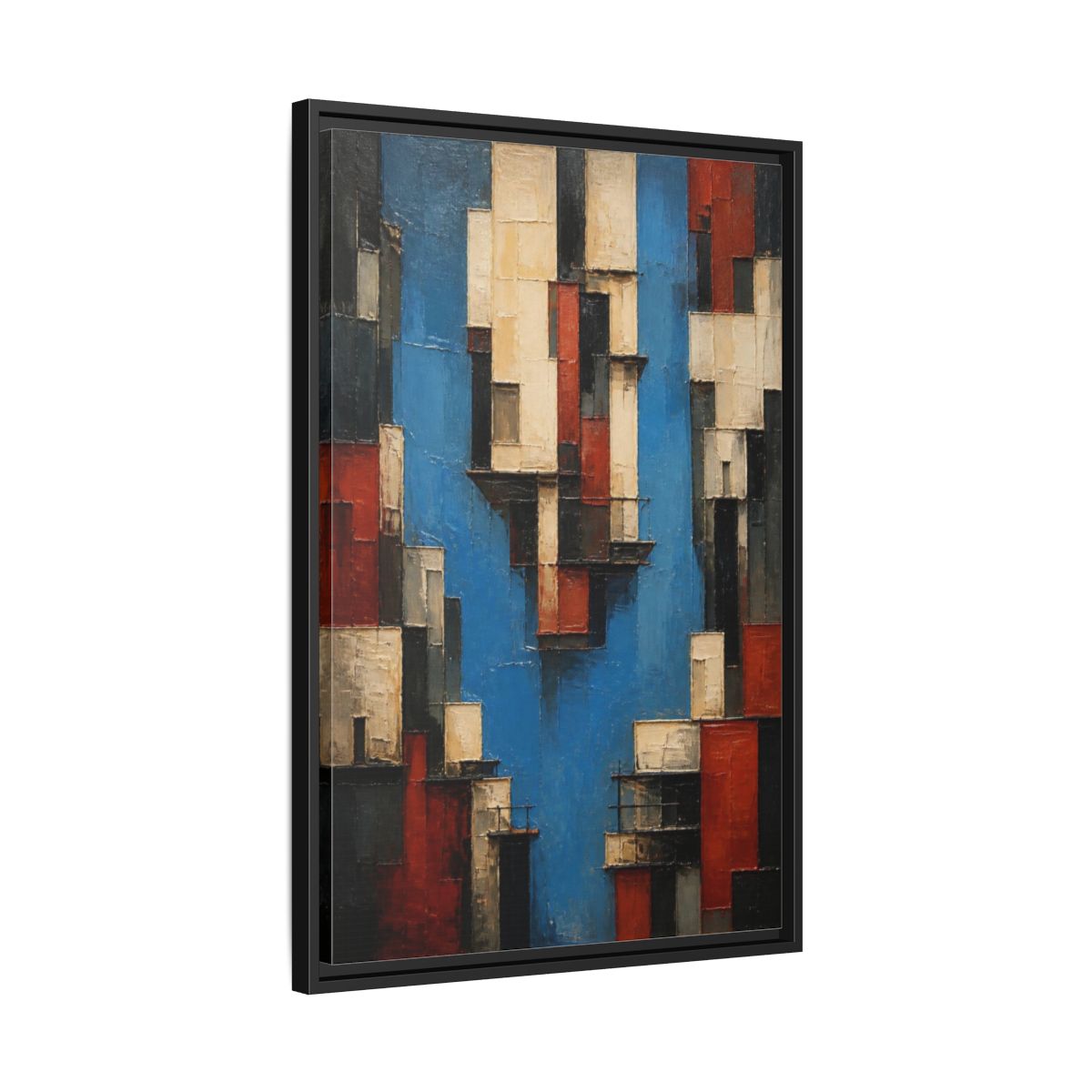 Side Mockup 14. Modern Urban Facades shown as framed canvas print