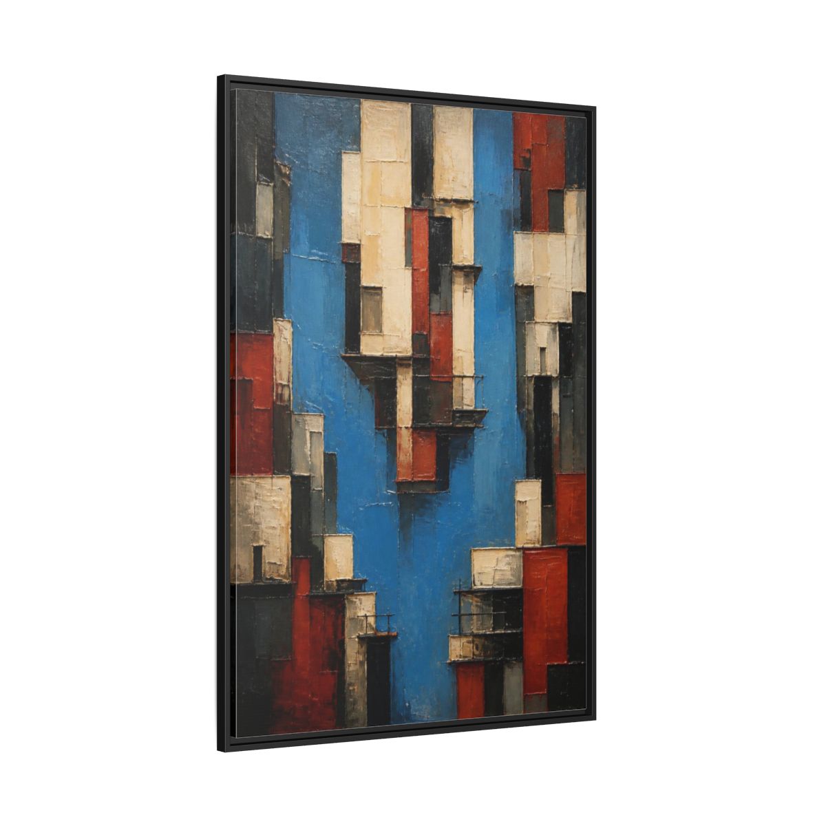 Side Mockup 12. Modern Urban Facades shown as framed canvas print