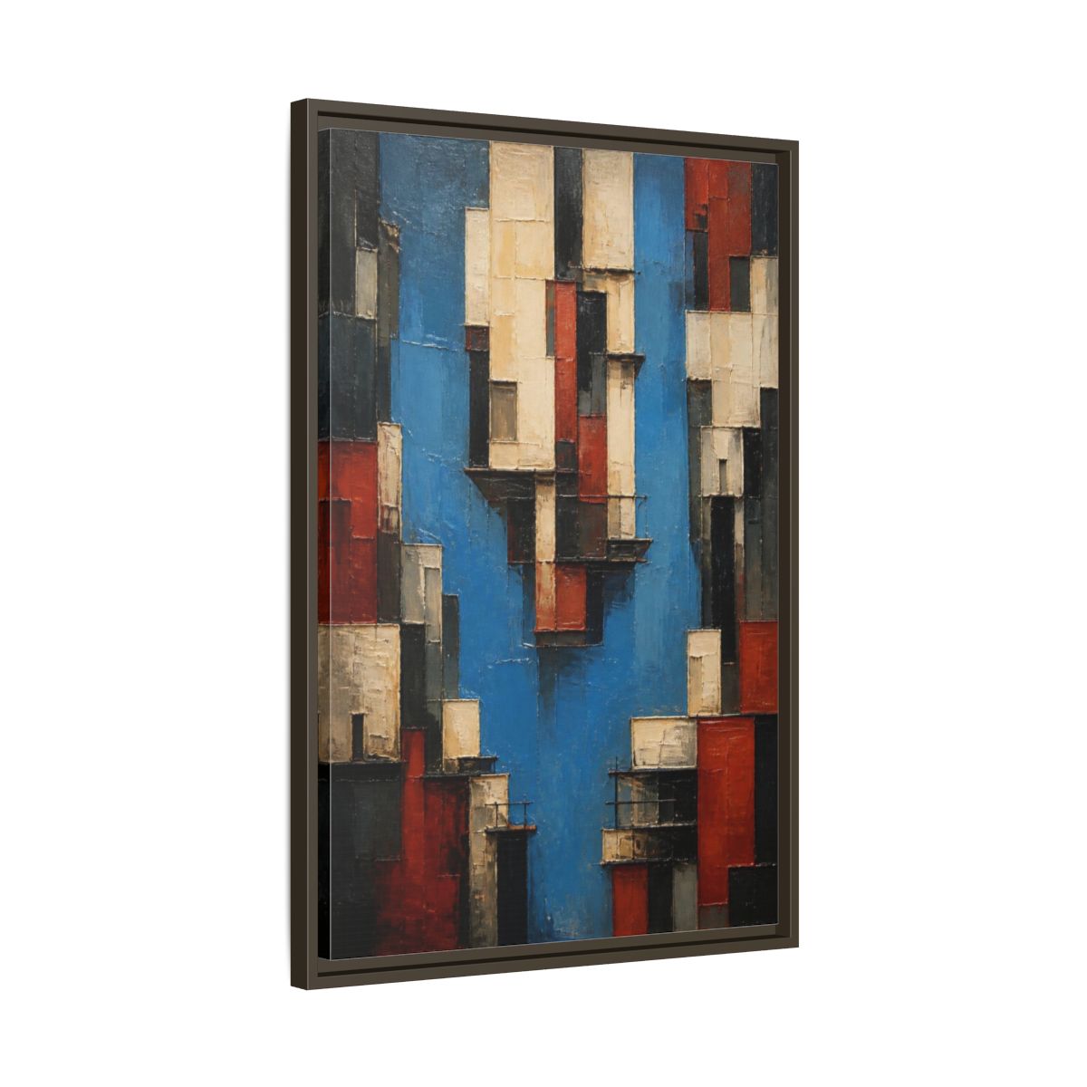 Side Mockup 11. Modern Urban Facades shown as framed canvas print
