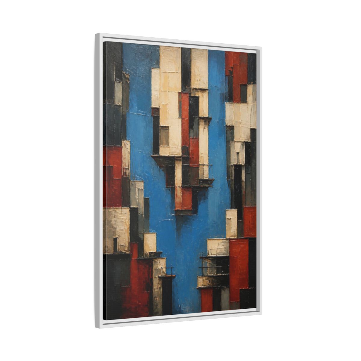 Side Mockup 9. Modern Urban Facades shown as framed canvas print