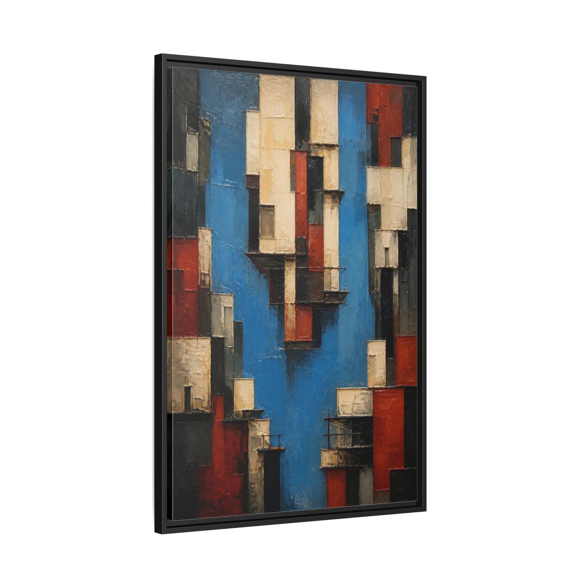 Side Mockup 13. Modern Urban Facades shown as framed canvas print
