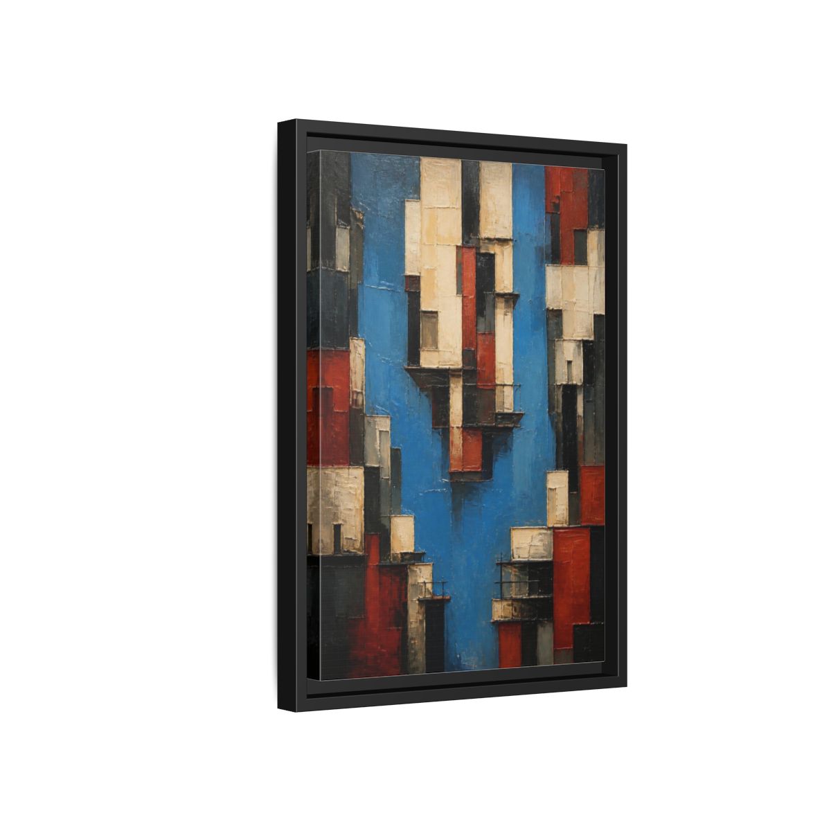 Side Mockup 6. Modern Urban Facades shown as framed canvas print