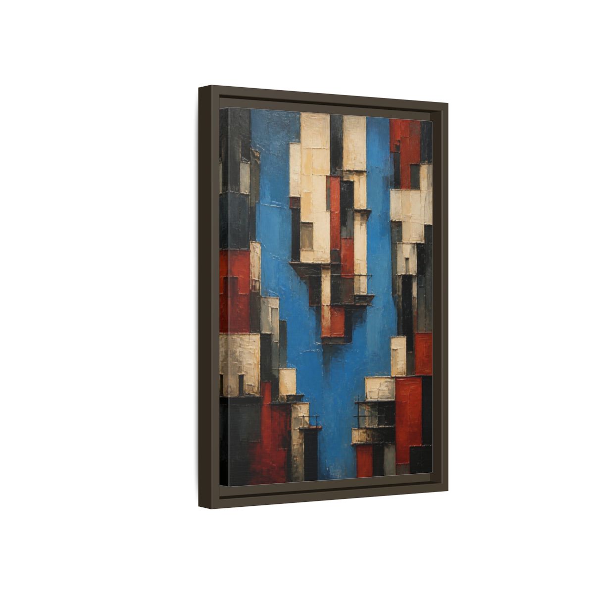 Side Mockup 5. Modern Urban Facades shown as framed canvas print