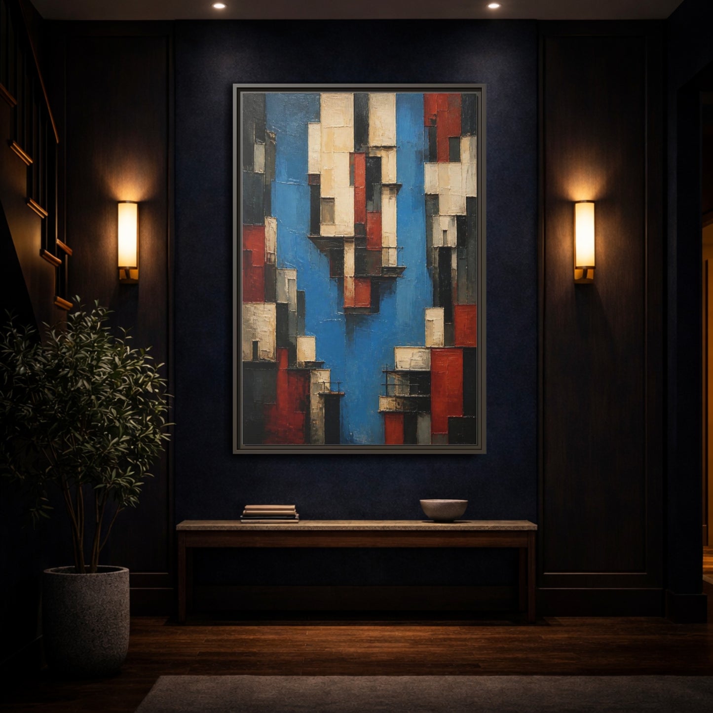 Mockup 4. Modern Urban Facades shown as framed canvas print