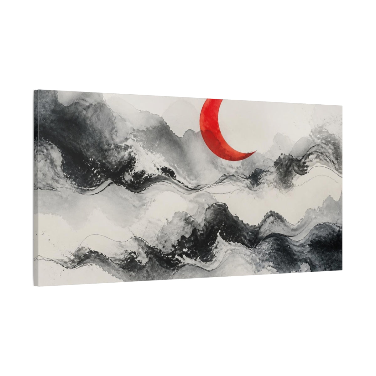 Main Mockup. Modern Vermilion Crescent shown as canvas print