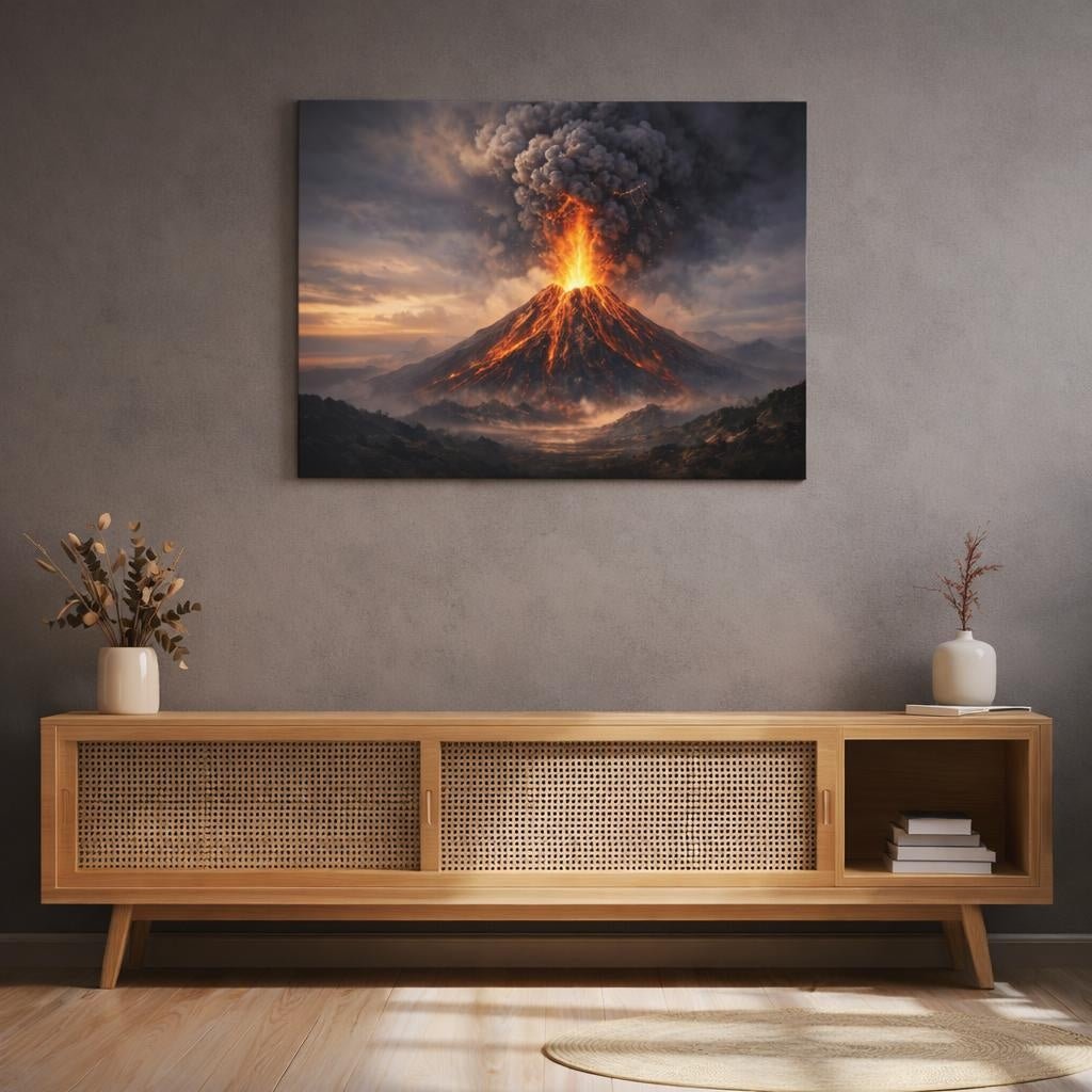 Modern Volcano Eruption Nature - Canvas Wall Art Print - YesArtYes