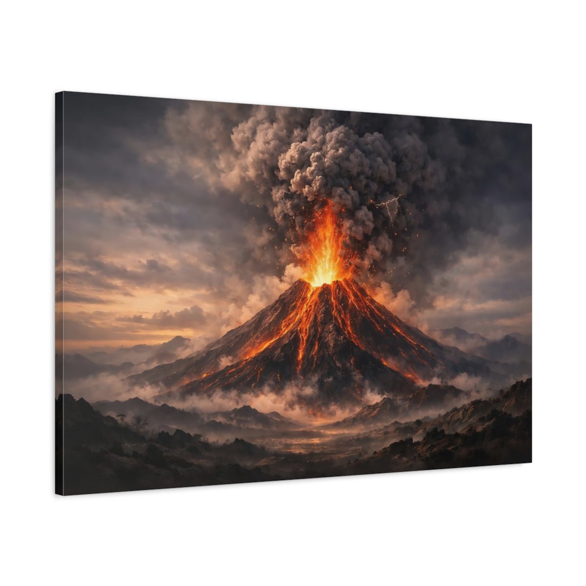 Modern Volcano Eruption Nature - Canvas Wall Art Print - YesArtYes