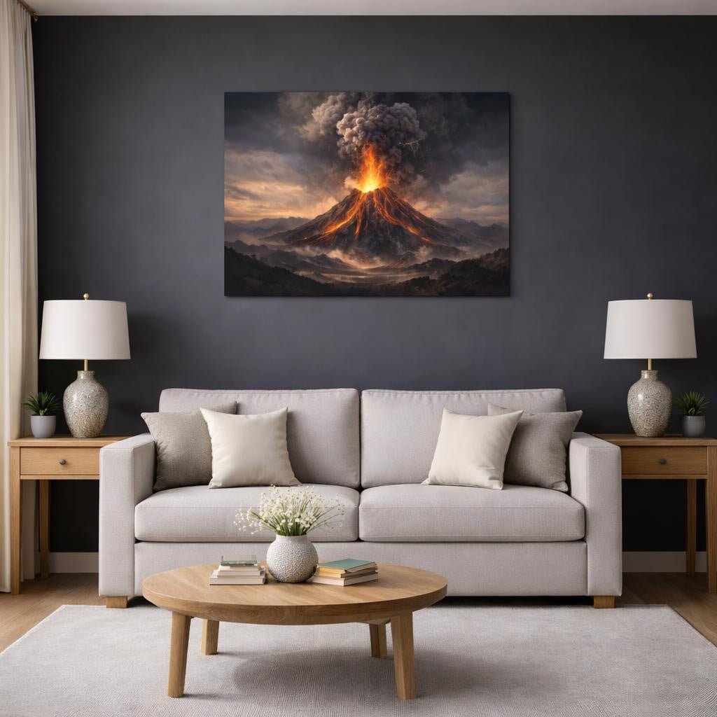 Modern Volcano Eruption Nature - Canvas Wall Art Print - YesArtYes