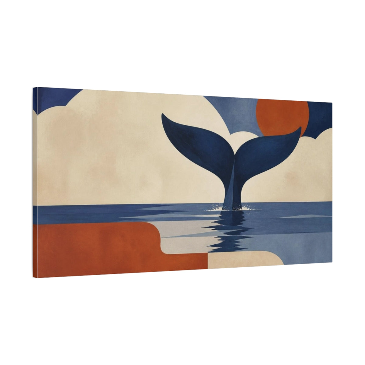 Main Mockup. Modern Whale Tail Sunset shown as canvas print