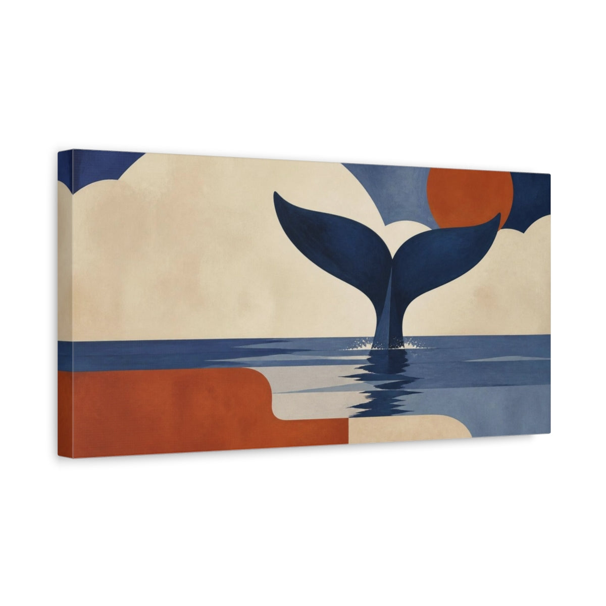Side Mockup 3. Modern Whale Tail Sunset shown as canvas print