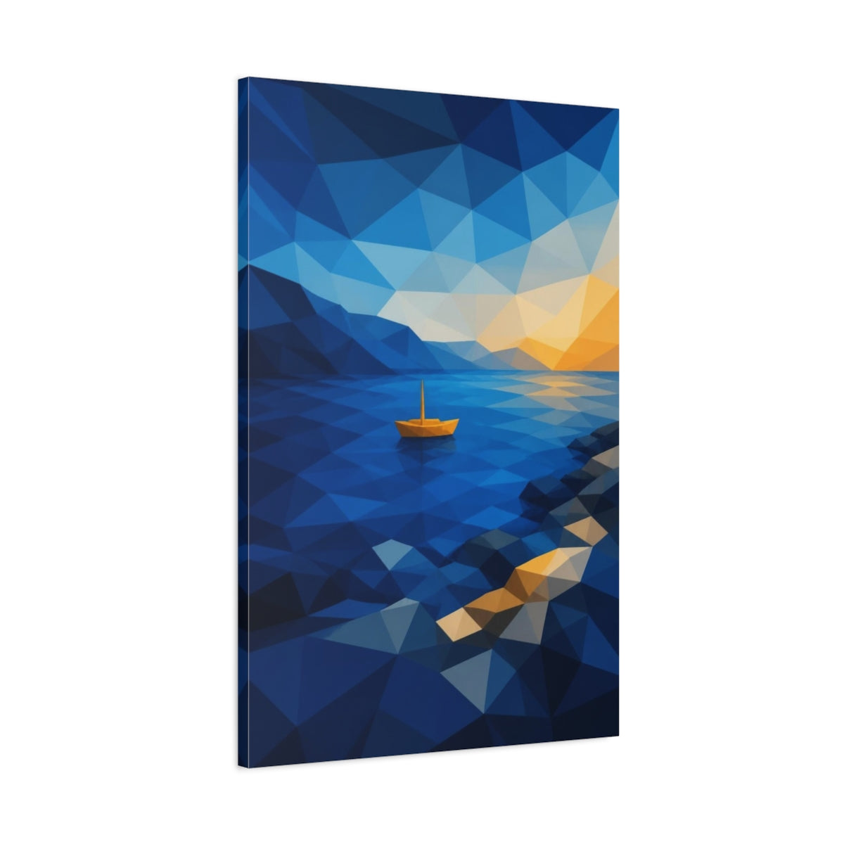 Main Mockup. Modern Yellow Boat shown as canvas print