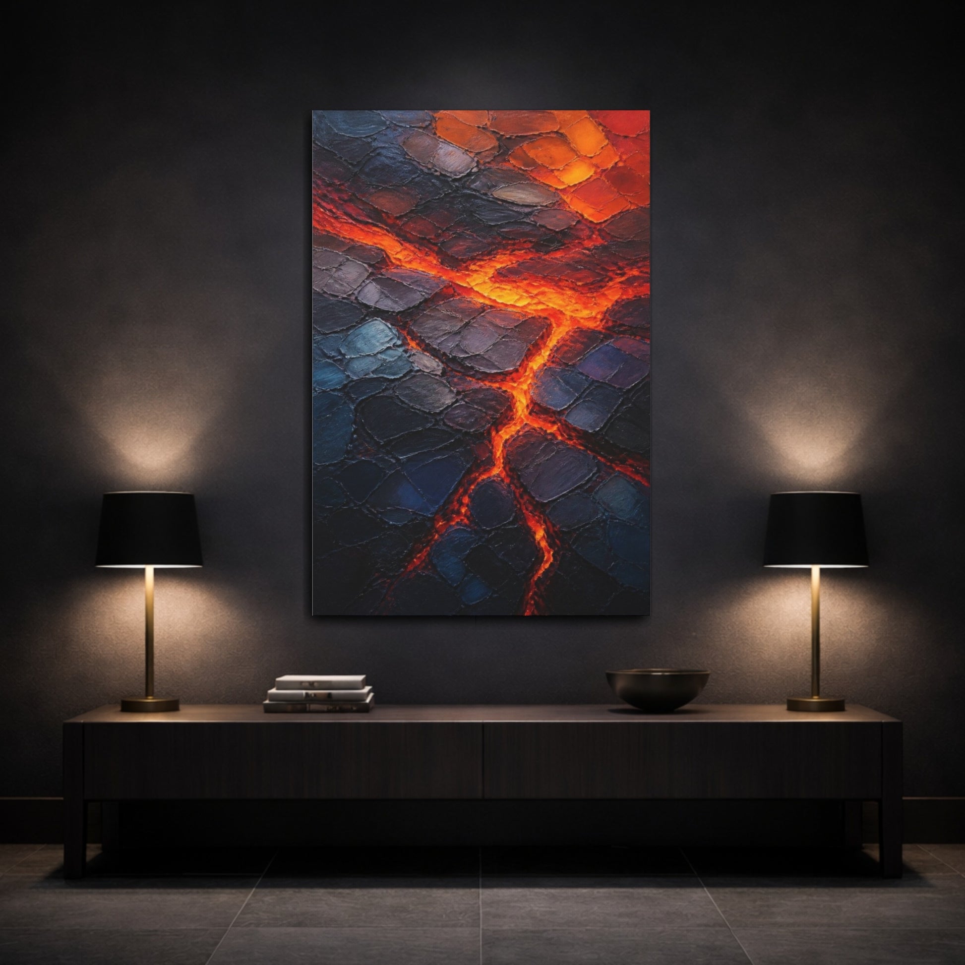 Mockup 3. Molten Lava Fissures shown as canvas print