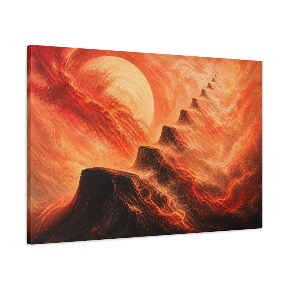 Main Mockup. Molten Lava Peaks shown as canvas print