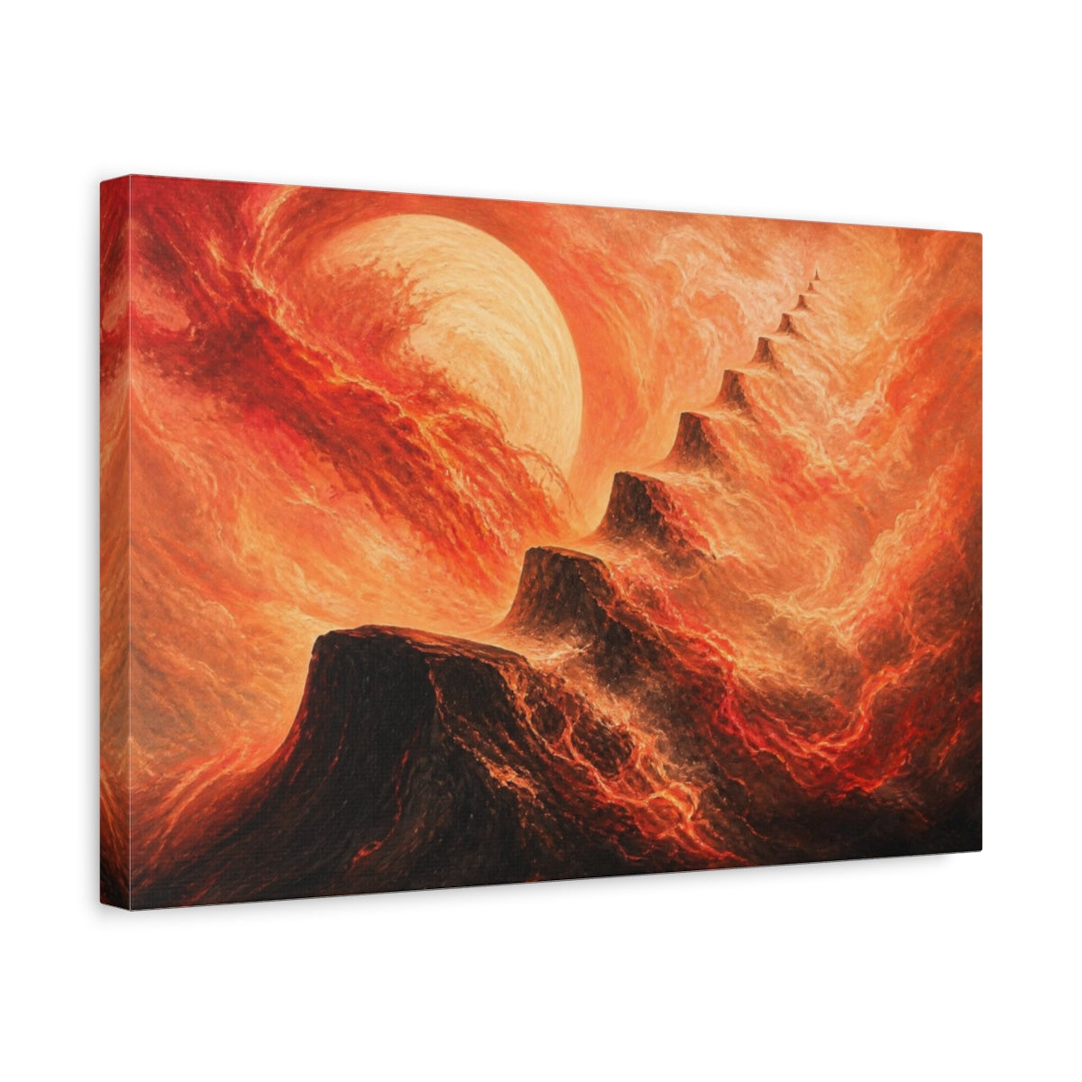Side Mockup 4. Molten Lava Peaks shown as canvas print