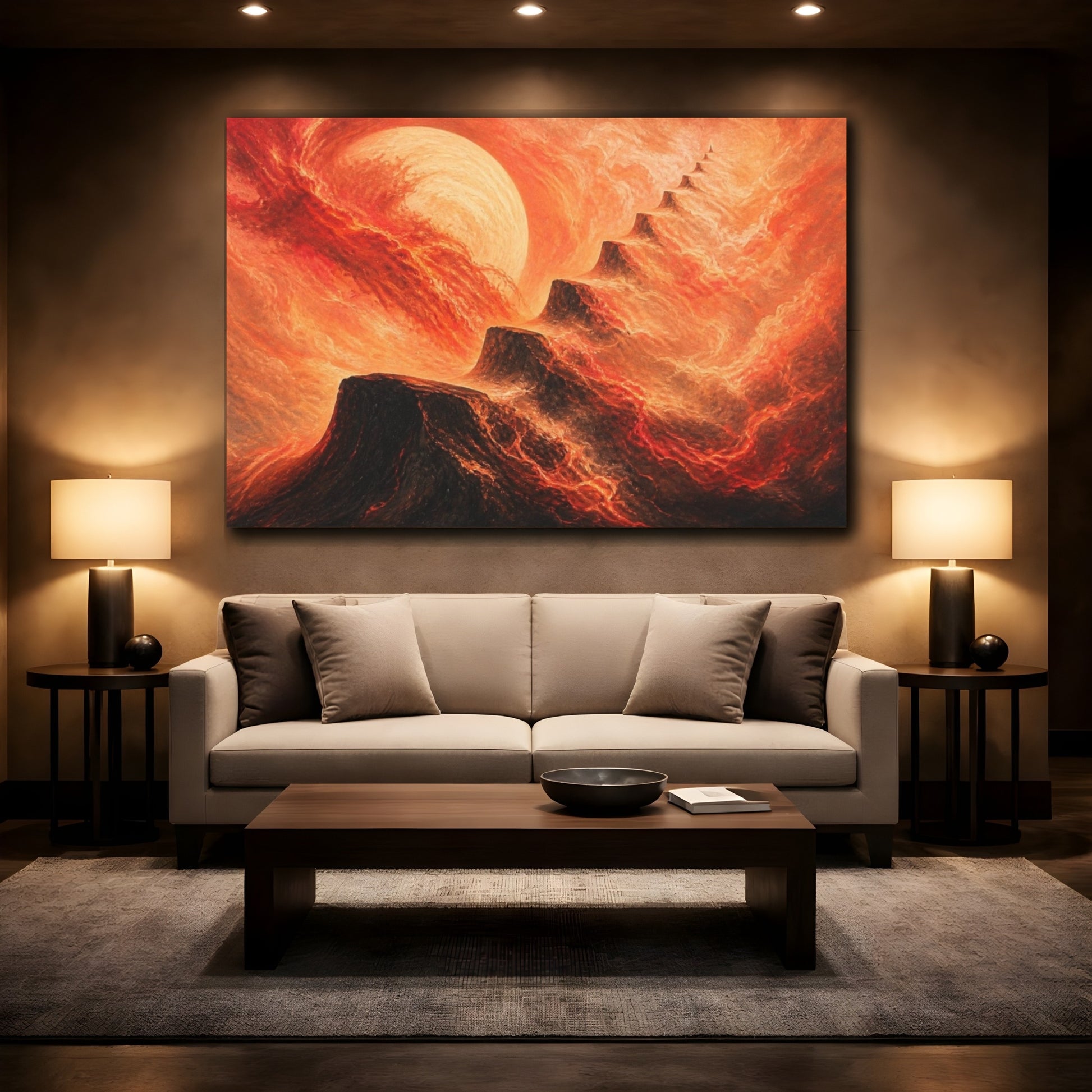 Mockup 2. Molten Lava Peaks shown as canvas print