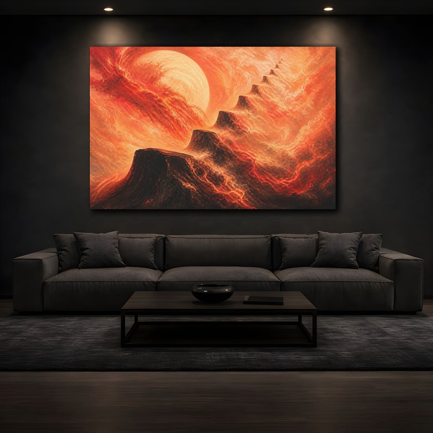 Mockup 3. Molten Lava Peaks shown as canvas print