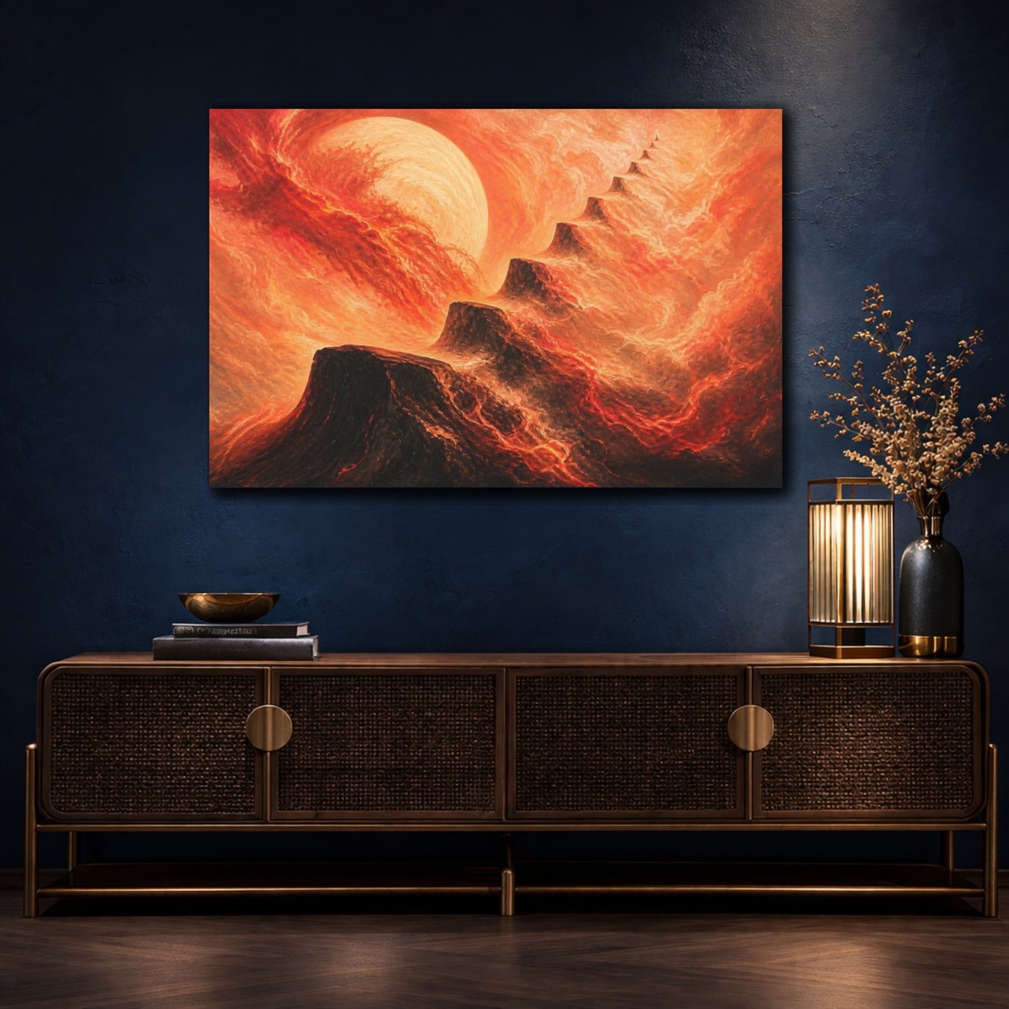 Mockup 4. Molten Lava Peaks shown as canvas print