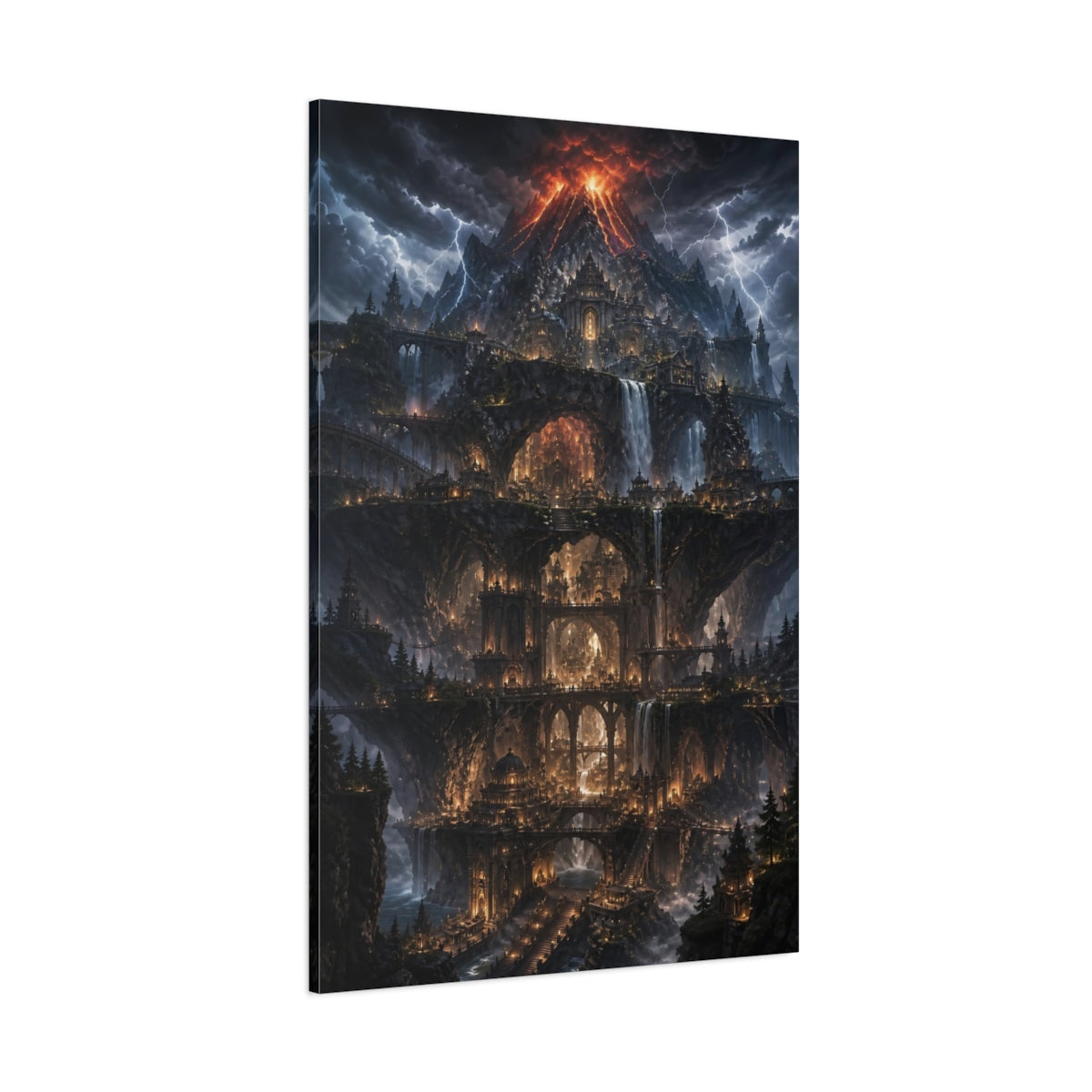 Side Mockup 1. Molten Peak Citadel shown as canvas print