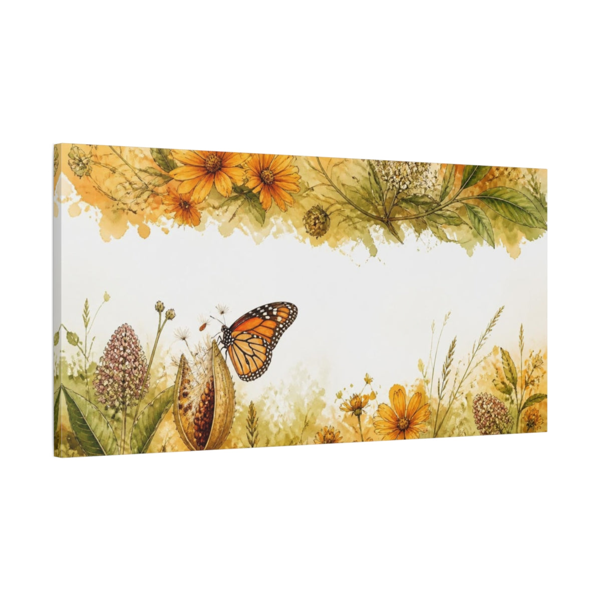 Main Mockup. Monarch Butterfly Nature Study shown as canvas print