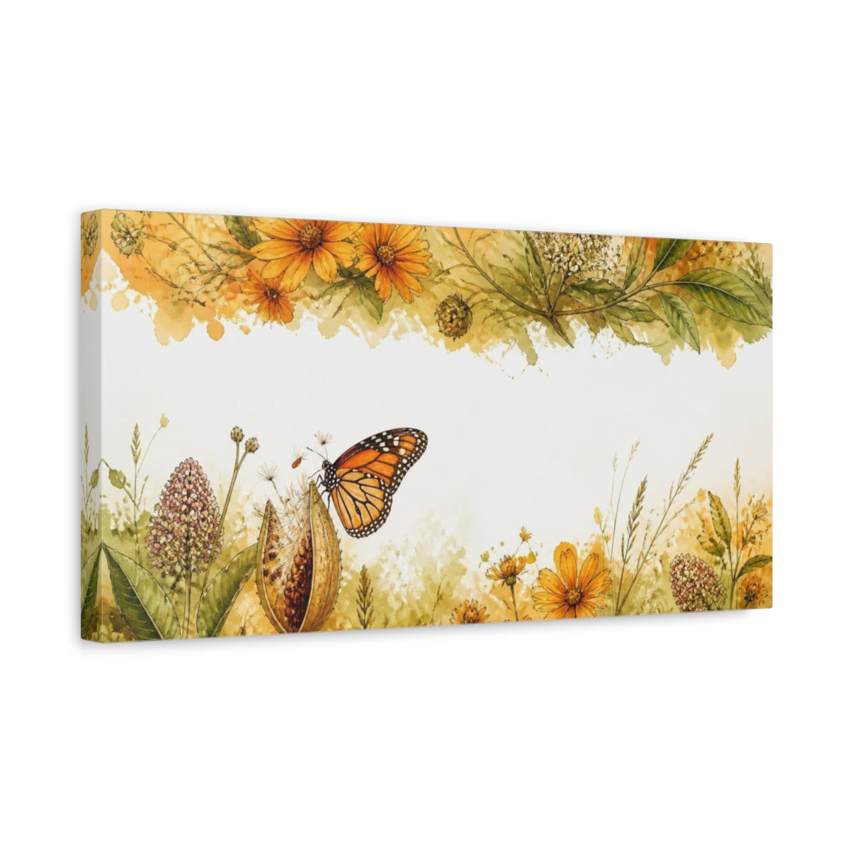 Side Mockup 3. Monarch Butterfly Nature Study shown as canvas print